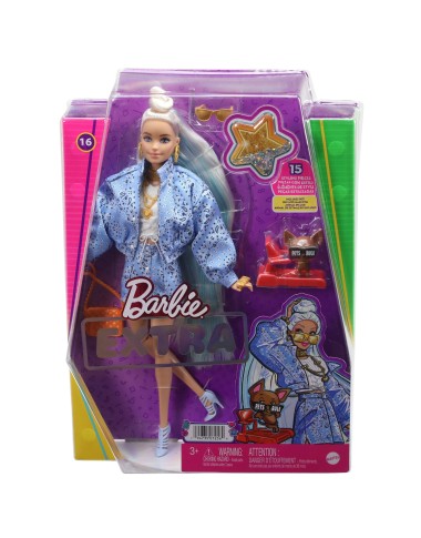 Barbie Extra lėlė džinsiniu kostiumėliu