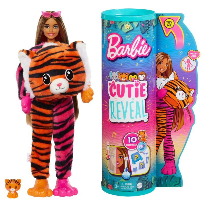 Barbės „Cutie Reveal“ rinkinys, džiunglių serija - tigriukė