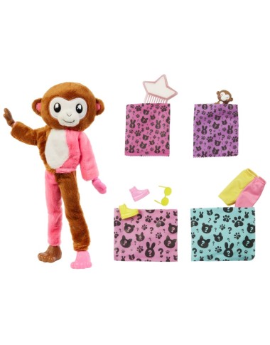 Barbės „Cutie Reveal“ rinkinys, džiunglių serija - beždžionėlė 