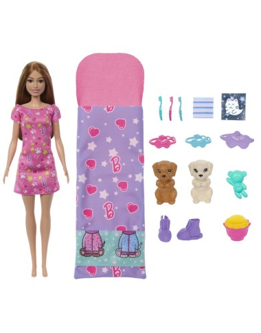 BARBIE lėlės ir šunelių pižamų vakarėlio rinkinys